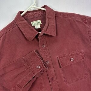 VINTAGE LL Bean Heavy Chamois Flannel Shirt‎ XL Purple Cotton Long Sleeve 0MT03